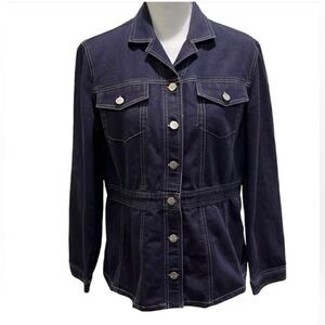 Evan - Picone Demin Stretch Button down Jacket. Waist band stitched.